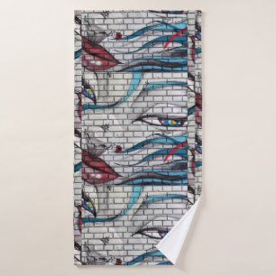 Asian Girl Graffiti Bath Towel Set