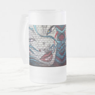 Asian Girl Graffiti  Frosted Glass Beer Mug
