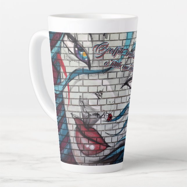 Asian Girl Graffiti  Latte Mug (Left Angle)