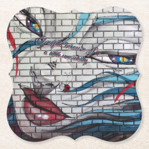 Asian Girl Graffiti Paper Coaster