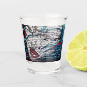 Asian Girl Graffiti  Shot Glass