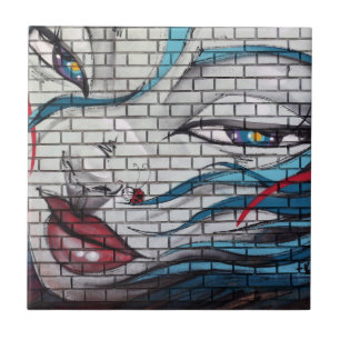 Asian Girl Graffiti  Tile