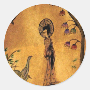 Asian Girl ~ Sticker Japanese Chinese Gold Lov
