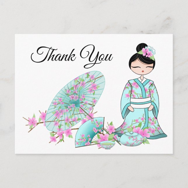 Asian Girl Thank You Postcard (Front)