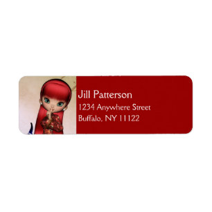 Asian Girl with Red Hair Return Address Labels