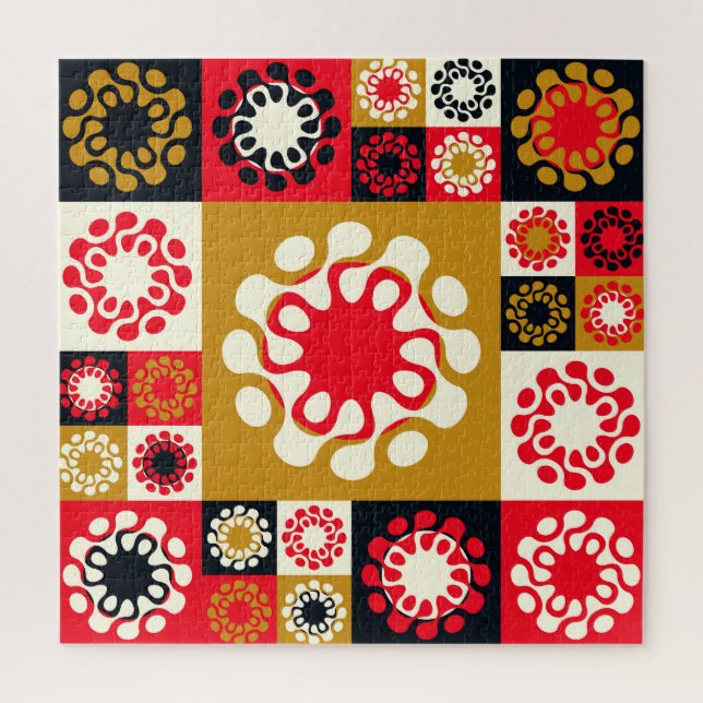 Asian Gold Red Mosaic, Ethnic Style. Jigsaw Puzzle (Vertical)