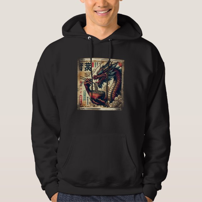 Asian Graphics, Ramen Dragon Anime Vintage Japanes Hoodie (Front)