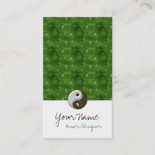 Asian Green Design Ying/Yang Business Cards (Front)