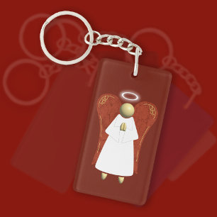 Asian Guardian Angel, Red (double-sided)  Key Ring