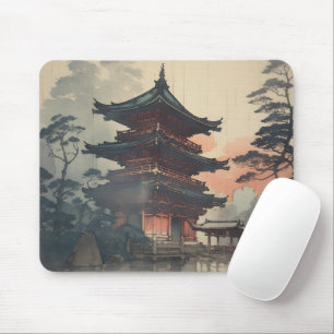 Asian House Woodblock Art Mouse Mat