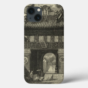 Asian Imperial Temple in Black & White iPhone 13 Case