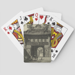 Asian Imperial Temple in Black & White Playing Cards