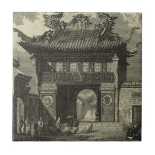 Asian Imperial Temple in Black & White Tile