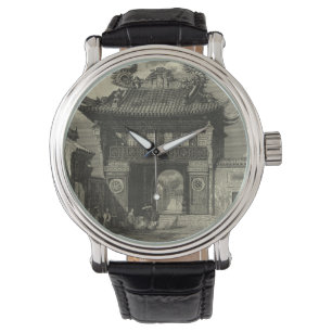 Asian Imperial Temple in Black & White Watch