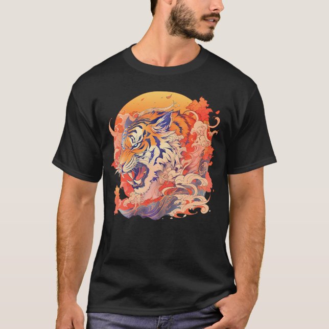 Asian Inspired 80S Japanese Tiger T-Shirt (Front)