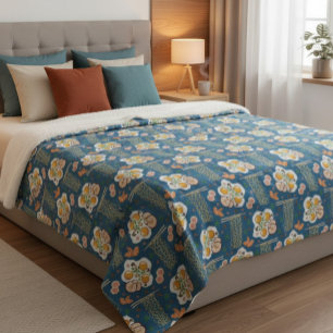 Asian-Inspired Fleece Blanket with Noodles