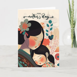 Asian Inspired Mother and Child Mother's Day Holiday Card