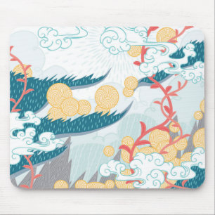 Asian Inspired Nature Pattern Mouse Mat
