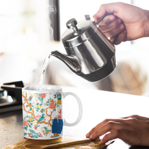 Asian-Inspired Patterns, Colourful Flowers Birds Coffee Mug