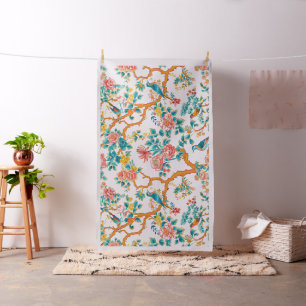 Asian-Inspired Patterns, Colourful Flowers Birds Fabric
