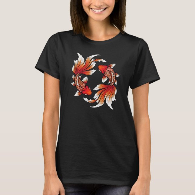 Asian inspired stylised goldfish design T-Shirt (Front)