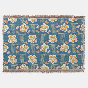 Asian-Inspired Throw Blanket with Noodles