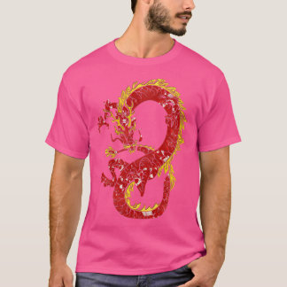 Asian Japanese Chinese Dragon In Red And Gold Desi T-Shirt
