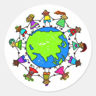 Asian Kids Classic Round Sticker