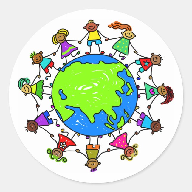 Asian Kids Classic Round Sticker (Front)