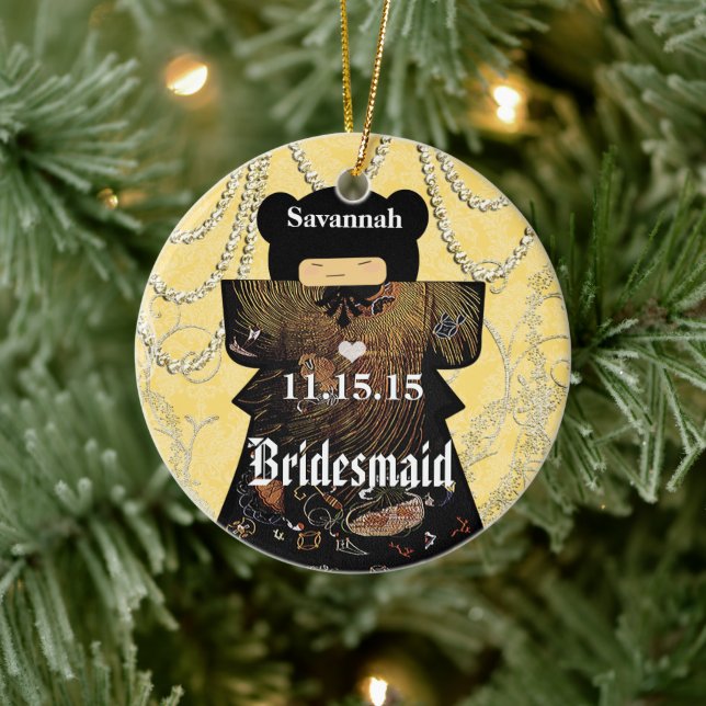 Asian Kimono Birdesmaid Gifts Coral Changes Ceramic Tree Decoration (Tree)