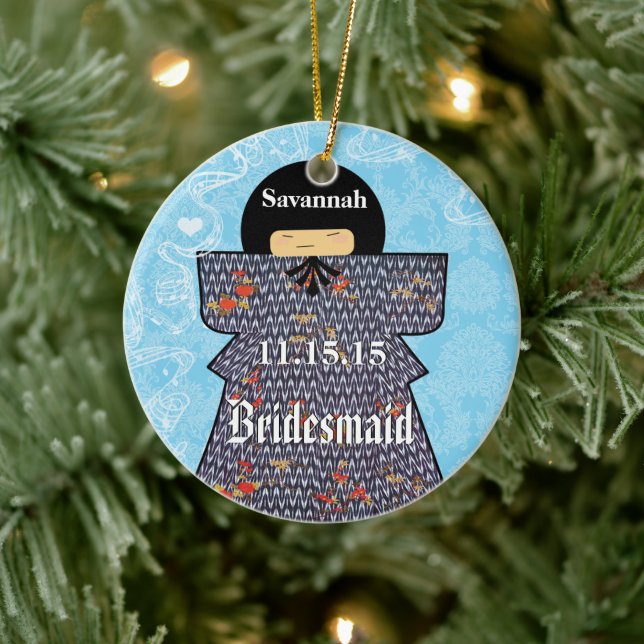 Asian Kimono Birdesmaid Gifts Pink Changes Ceramic Tree Decoration (Tree)