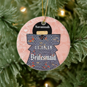 Asian Kimono Birdesmaid Gifts Pink Changes Ceramic Tree Decoration