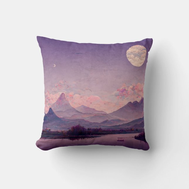 Asian Landscape Painting Cushion (Front)