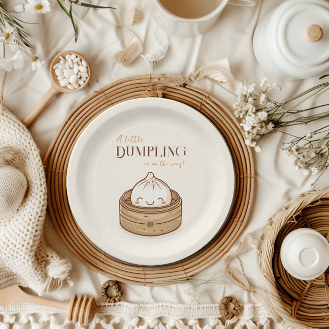 Asian Little Dumpling Kawaii Baby Shower Paper Plate (Creator Uploaded)