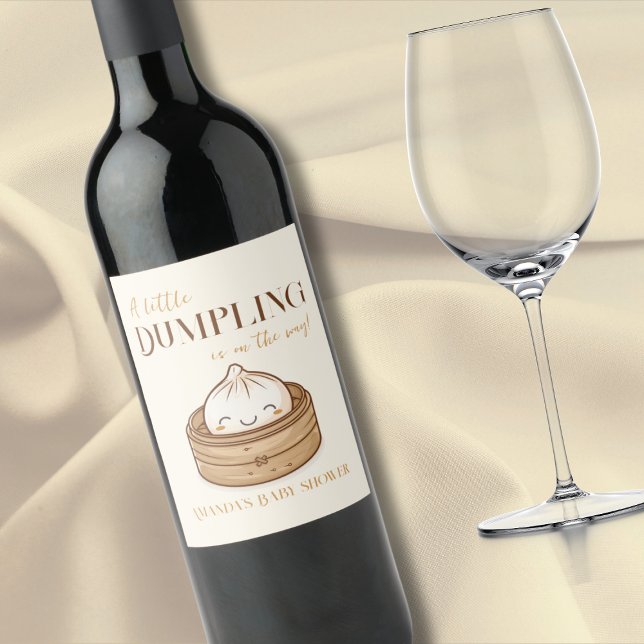 Asian Little Dumpling Kawaii Baby Shower Wine Label (Creator Uploaded)