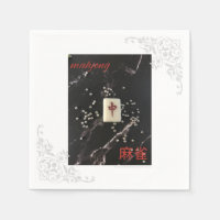 Asian mahjong napkin with the Red Dragon