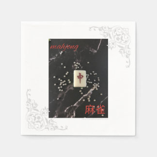 Asian mahjong napkin with the Red Dragon