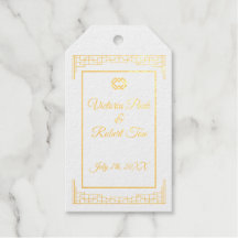 Asian Monogram Gold Foil Wedding Favour Tags