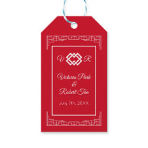 Asian Monogram Red White Wedding