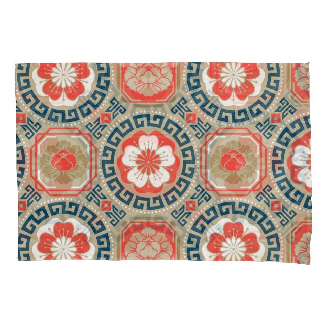 Asian Motive: Elegant Geometric Design Pillowcase (Front)