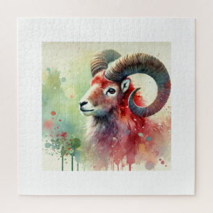 Asian Mouflon 170724AREF154 - Watercolor Jigsaw Puzzle