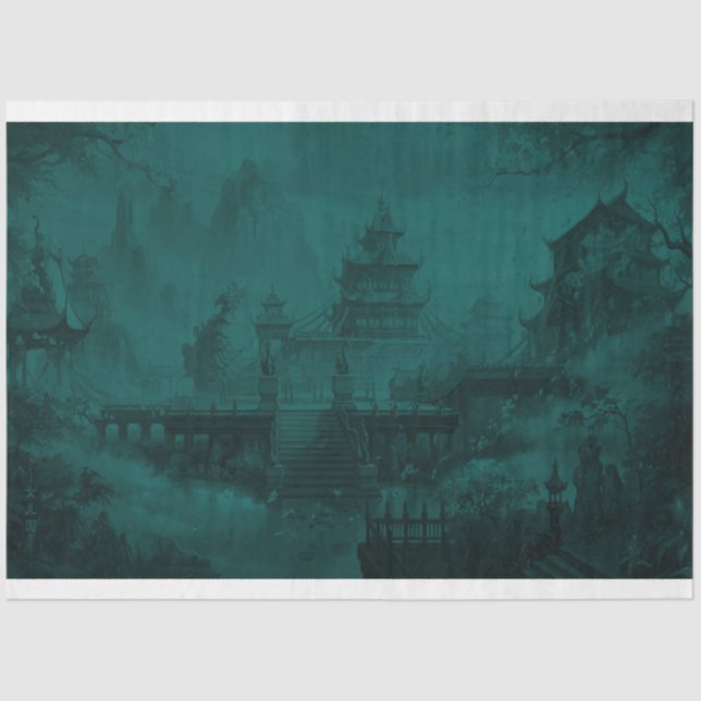 Asian Mural Tissue PaperBlue Tissue Paper (Front)
