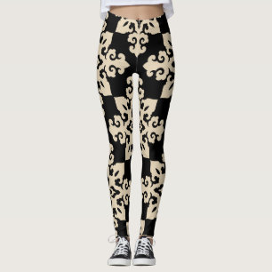 Asian Ornamental Motive Geometric Pattern Leggings