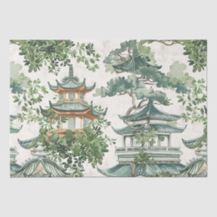 Asian Pagoda Lush Botanical Forest Tissue Paper