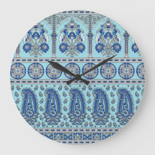 Asian Paisley Border: Traditional Design. Large Clock