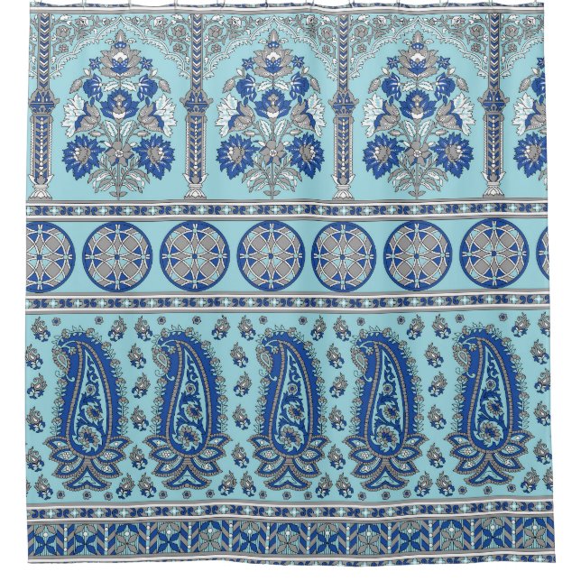 Asian Paisley Border: Traditional Design. Shower Curtain (Front)