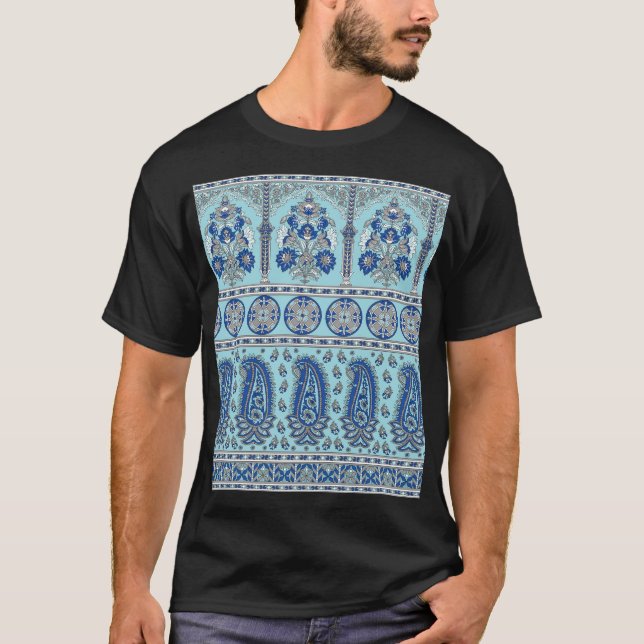Asian Paisley Border: Traditional Design. T-Shirt (Front)