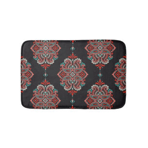 Asian paisley elements, boho vintage pattern. bath mat