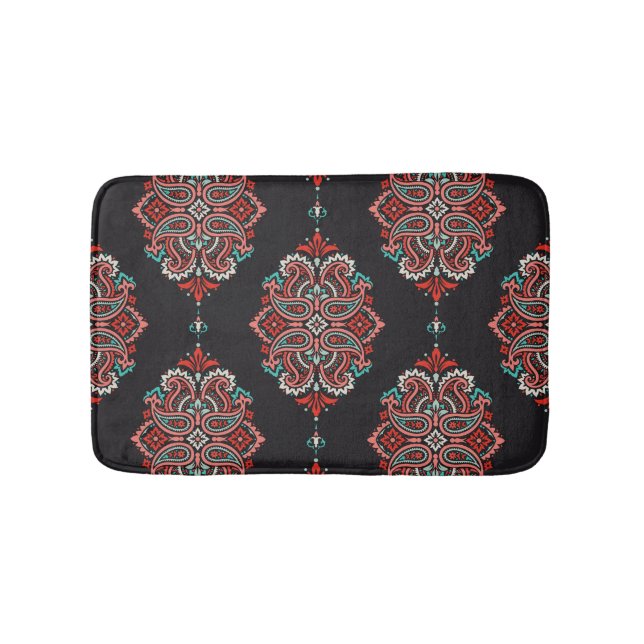 Asian paisley elements, boho vintage pattern. bath mat (Front)