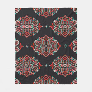 Asian paisley elements, boho vintage pattern. fleece blanket